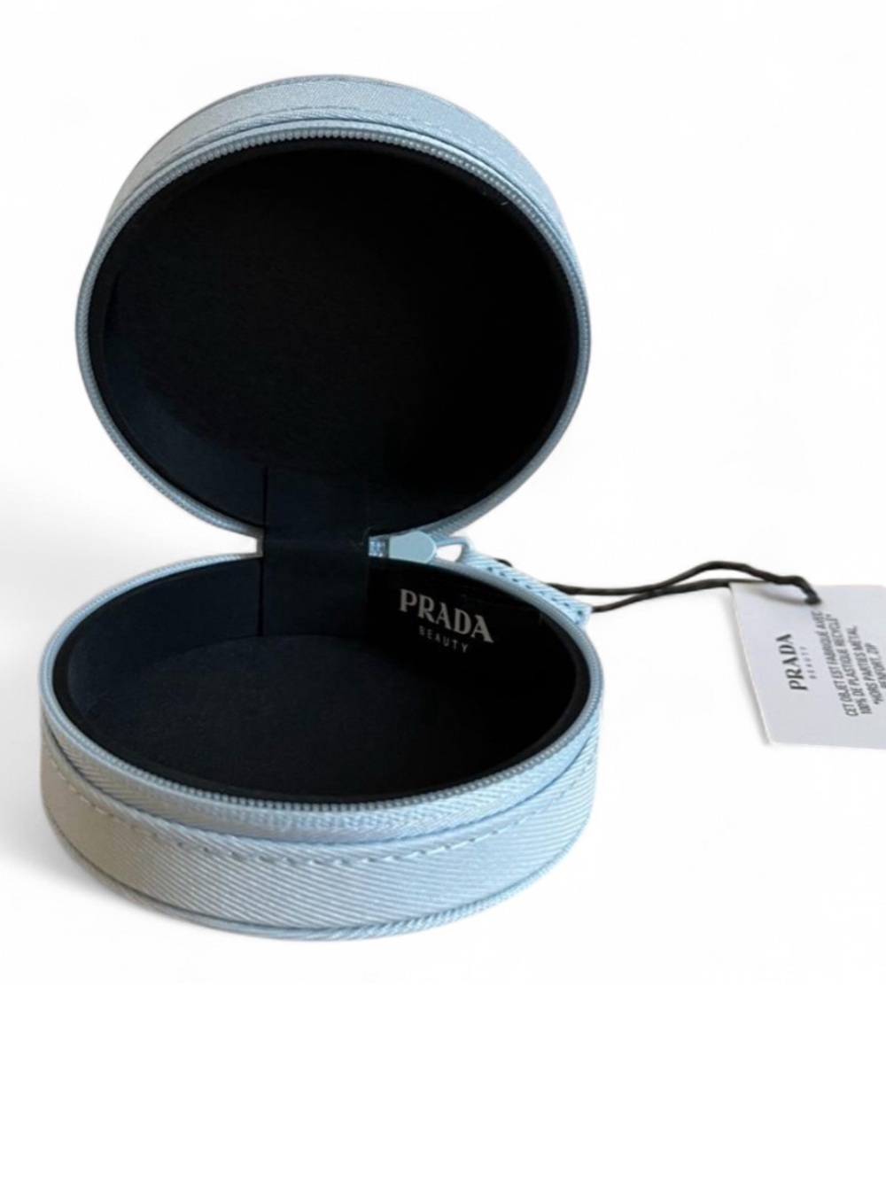 Authentic Prada Beauty Round Zip Pouch / Makeup Bag / Mini Bag in Pale Blue - Picture 3 of 4